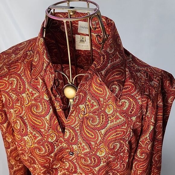 Vintage Craig Taylor Ltd. Size S Paisley Button~Up Shirt - Picture 2 of 4